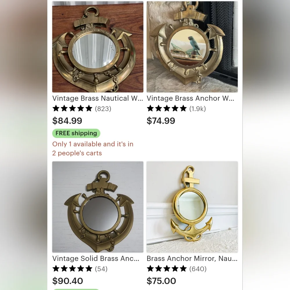 1970 Brass Nautical Anchor ⚓️ Mirror